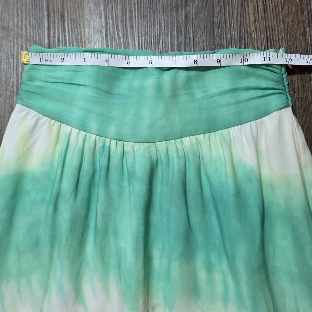 A.L.C. 100% Silk Boho Maxi Skirt  Tie Dye Ombre Tiered Flowy Lined Womens Sz 2 - Picture 4 of 12